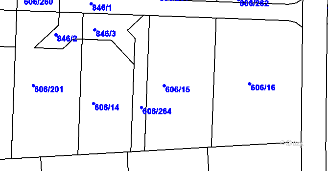 Parcela st. 606/15 v KÚ Drahelice, Katastrální mapa