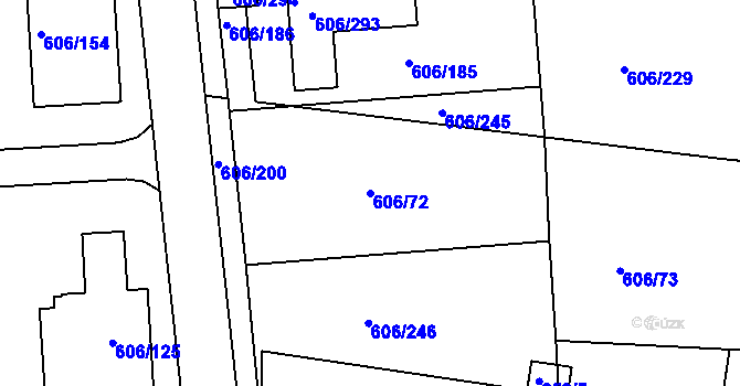 Parcela st. 606/72 v KÚ Drahelice, Katastrální mapa