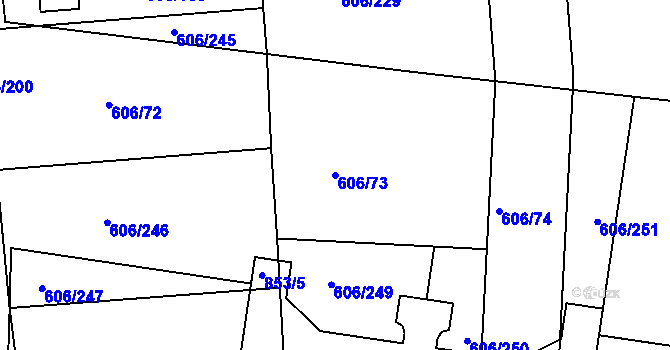 Parcela st. 606/73 v KÚ Drahelice, Katastrální mapa