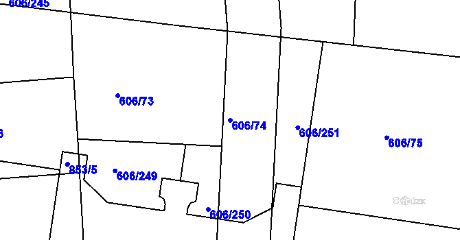 Parcela st. 606/74 v KÚ Drahelice, Katastrální mapa