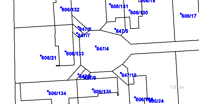 Parcela st. 847 v KÚ Drahelice, Katastrální mapa