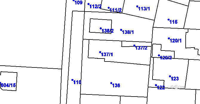 Parcela st. 137/1 v KÚ Drahelice, Katastrální mapa