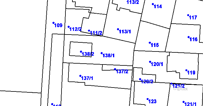 Parcela st. 138/1 v KÚ Drahelice, Katastrální mapa