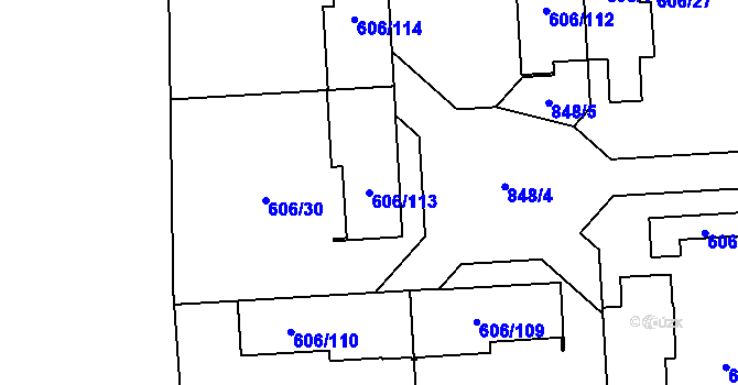 Parcela st. 606/113 v KÚ Drahelice, Katastrální mapa
