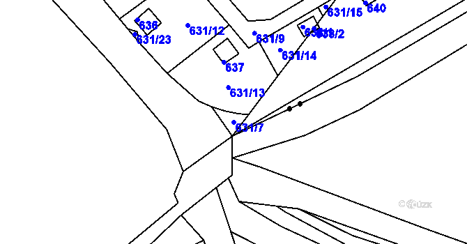 Parcela st. 631/7 v KÚ Drahelice, Katastrální mapa