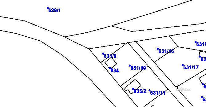 Parcela st. 631/8 v KÚ Drahelice, Katastrální mapa