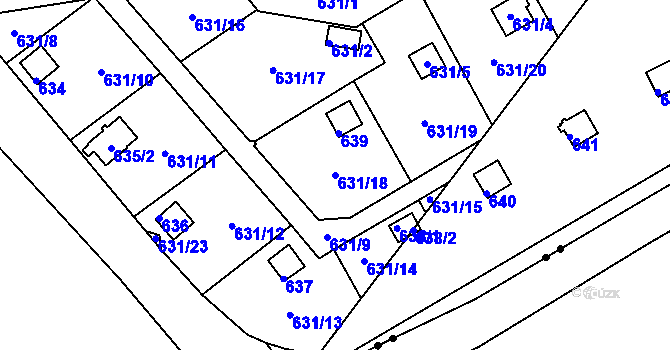 Parcela st. 631/18 v KÚ Drahelice, Katastrální mapa
