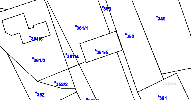 Parcela st. 361/5 v KÚ Drahelice, Katastrální mapa