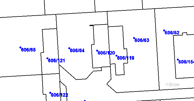 Parcela st. 606/120 v KÚ Drahelice, Katastrální mapa