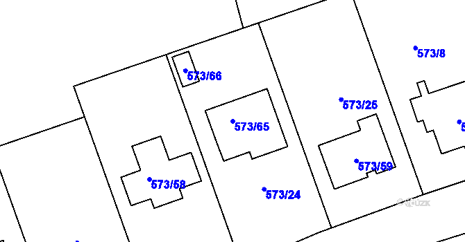 Parcela st. 573/65 v KÚ Drahelice, Katastrální mapa