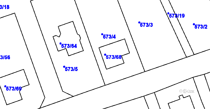 Parcela st. 573/68 v KÚ Drahelice, Katastrální mapa