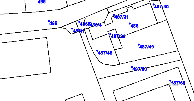 Parcela st. 487/48 v KÚ Drahelice, Katastrální mapa