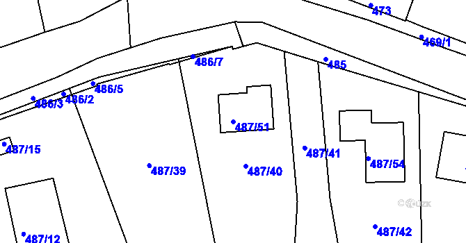 Parcela st. 487/51 v KÚ Drahelice, Katastrální mapa