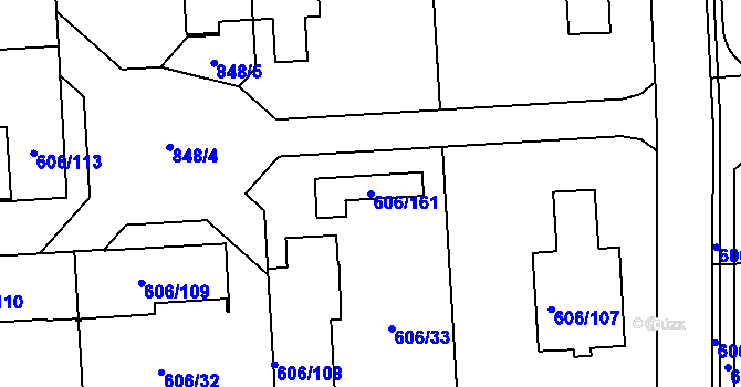 Parcela st. 606/161 v KÚ Drahelice, Katastrální mapa