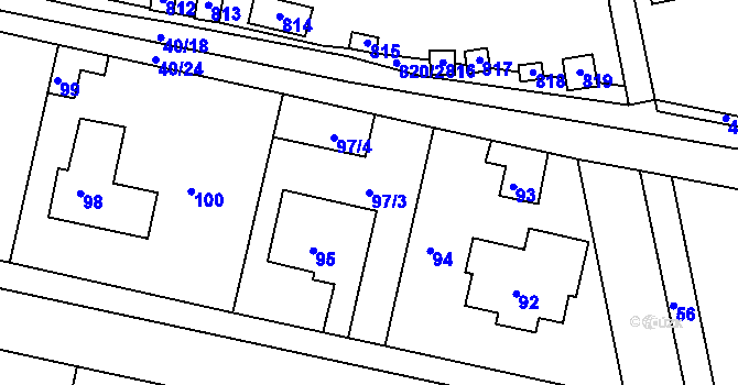Parcela st. 97/3 v KÚ Drahelice, Katastrální mapa
