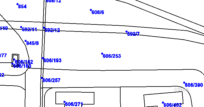 Parcela st. 606/253 v KÚ Drahelice, Katastrální mapa