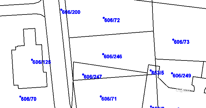 Parcela st. 606/246 v KÚ Drahelice, Katastrální mapa