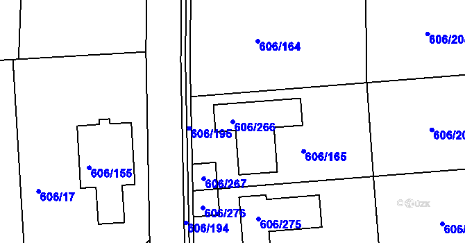 Parcela st. 606/266 v KÚ Drahelice, Katastrální mapa