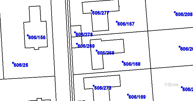 Parcela st. 606/268 v KÚ Drahelice, Katastrální mapa