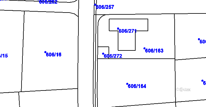 Parcela st. 606/272 v KÚ Drahelice, Katastrální mapa