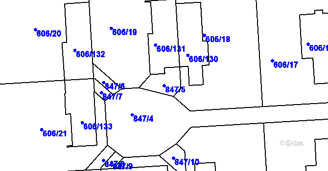 Parcela st. 847/5 v KÚ Drahelice, Katastrální mapa