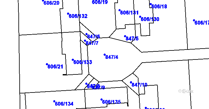 Parcela st. 847/4 v KÚ Drahelice, Katastrální mapa