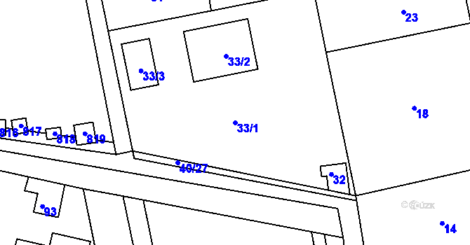 Parcela st. 33/1 v KÚ Drahelice, Katastrální mapa