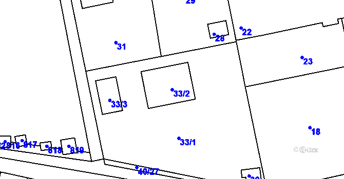 Parcela st. 33/2 v KÚ Drahelice, Katastrální mapa