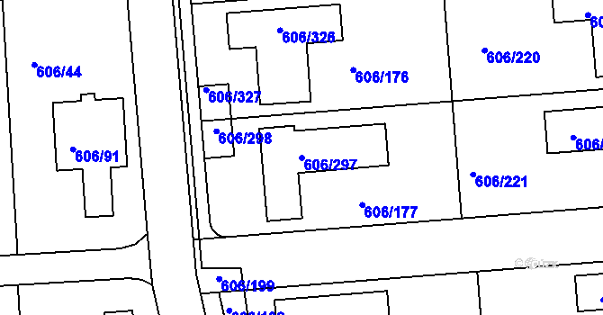 Parcela st. 606/297 v KÚ Drahelice, Katastrální mapa