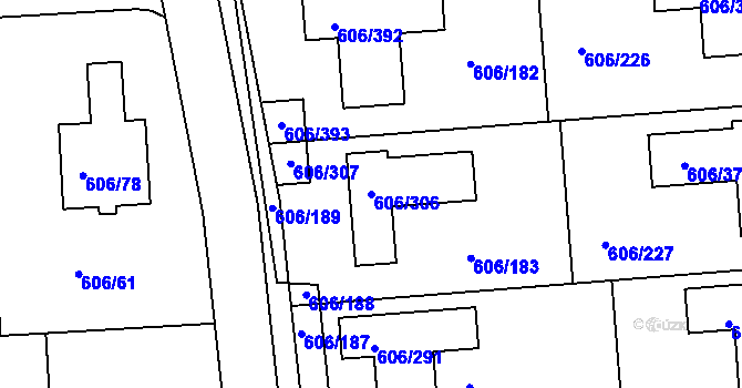 Parcela st. 606/306 v KÚ Drahelice, Katastrální mapa