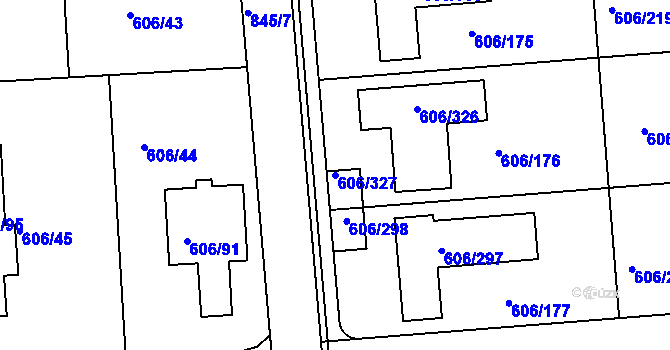 Parcela st. 606/327 v KÚ Drahelice, Katastrální mapa