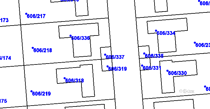 Parcela st. 606/337 v KÚ Drahelice, Katastrální mapa
