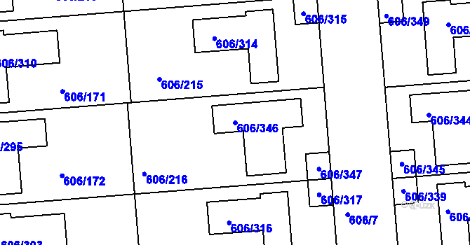 Parcela st. 606/346 v KÚ Drahelice, Katastrální mapa