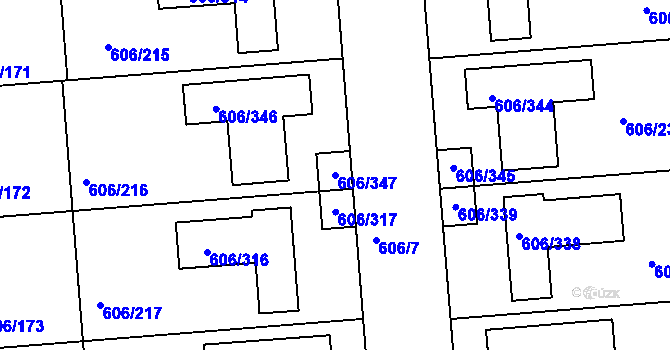 Parcela st. 606/347 v KÚ Drahelice, Katastrální mapa
