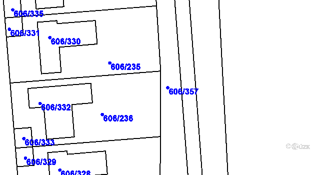 Parcela st. 606/357 v KÚ Drahelice, Katastrální mapa