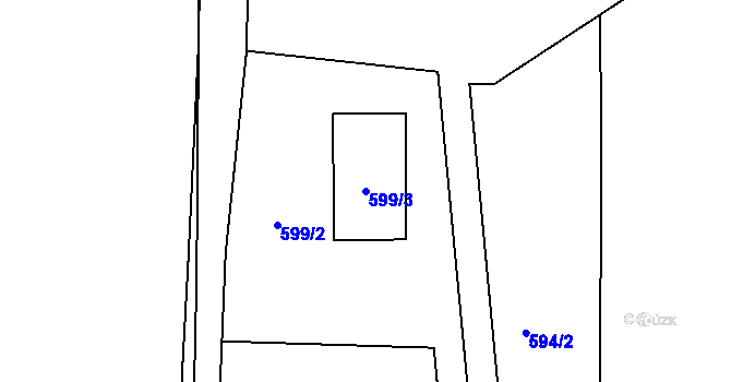 Parcela st. 599/3 v KÚ Drahelice, Katastrální mapa