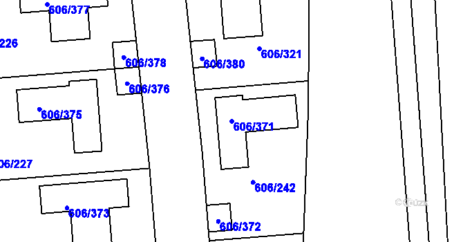 Parcela st. 606/371 v KÚ Drahelice, Katastrální mapa