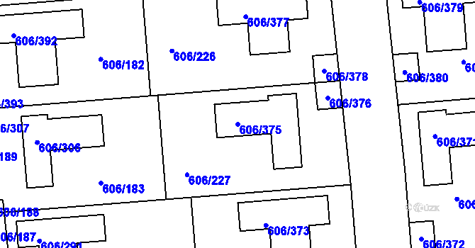 Parcela st. 606/375 v KÚ Drahelice, Katastrální mapa