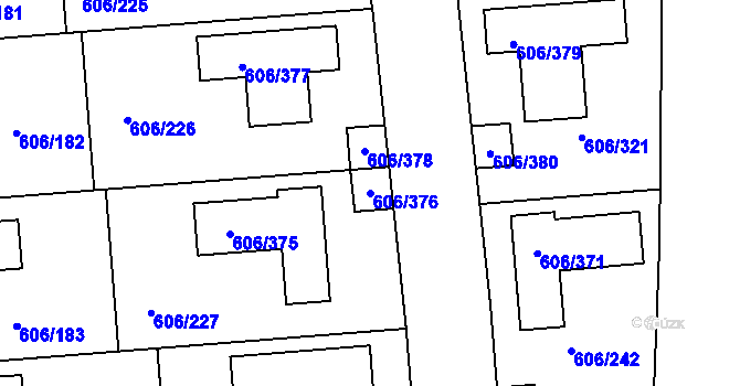 Parcela st. 606/376 v KÚ Drahelice, Katastrální mapa