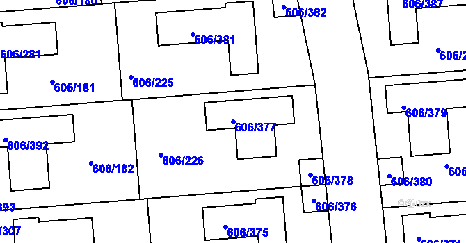 Parcela st. 606/377 v KÚ Drahelice, Katastrální mapa