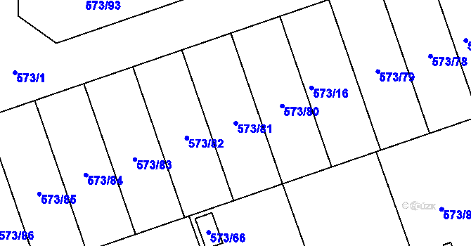 Parcela st. 573/81 v KÚ Drahelice, Katastrální mapa