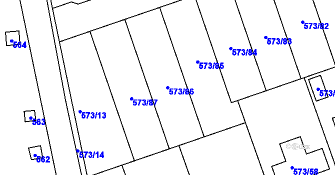 Parcela st. 573/86 v KÚ Drahelice, Katastrální mapa