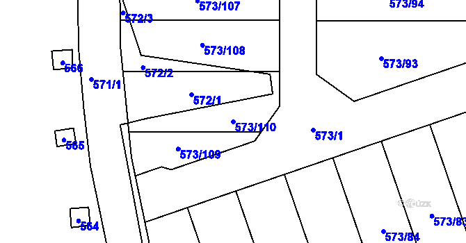 Parcela st. 573/110 v KÚ Drahelice, Katastrální mapa