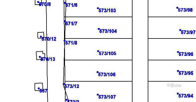 Parcela st. 573/105 v KÚ Drahelice, Katastrální mapa