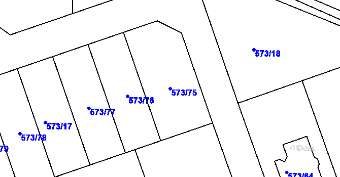Parcela st. 573/75 v KÚ Drahelice, Katastrální mapa