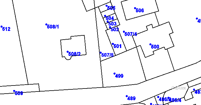 Parcela st. 507/5 v KÚ Drahelice, Katastrální mapa