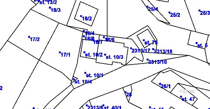 Parcela st. 10/3 v KÚ Nynice, Katastrální mapa
