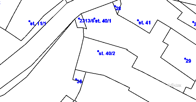 Parcela st. 40/2 v KÚ Nynice, Katastrální mapa