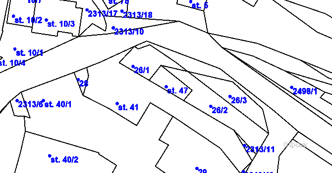 Parcela st. 47 v KÚ Nynice, Katastrální mapa