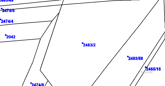 Parcela st. 2483/2 v KÚ Nynice, Katastrální mapa